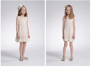 Último Diseño en Ropa Infantil, Vestido Corto sin Mangas con Encaje Dulce y Perlas para Niñas - Product Image 2