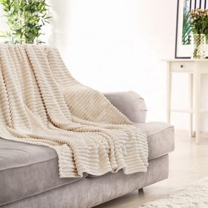Couverture en polaire de flanelle à rayures moelleuses en peluche douce personnalisée en vrac couverture en polaire solide chaude <span class=keywords><strong>et</strong></span> confortable en gros avec logo personnalisé - Product Image 5