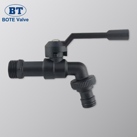 Robinet de jardin en laiton noir antigel pour extérieur, 1/2 pouce, 16 bars, double sortie