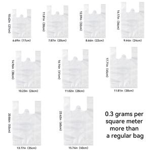 Sacs à provisions en plastique blanc avec logo personnalisé avec poignées durables pour petites entreprises jetables réutilisables en vrac pour l'<span class=keywords><strong>épicerie</strong></span> utilisation des ordures - Product Image 2