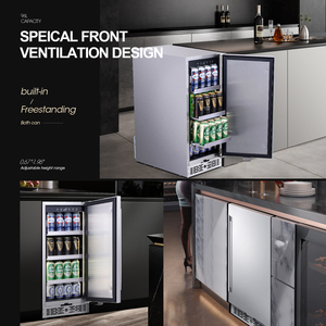 Enfriador de Bebidas de Acero Inoxidable ne-351-8, 2.0-2.9 Pies Cúbicos, Refrigerador de Una Zona con Compresor y Puerta Sólida Aislada - Product Image 6