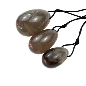 Dropshipping Alta Qualidade Gemstone Natural Smoky Quartz Yoni Ovos Set Cristal Jade Quartz Yoni Egg set para Kegel Exercício