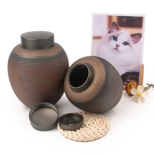 Coral Pet 1200 650ml Large Big Pet Cremation Ashes Urn Metal Lid Pottery Cat Urns For Dog Ashes Ceramic Pet Urn