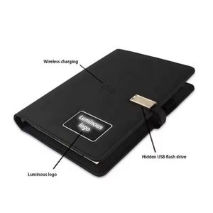 <b>Smart</b> Diary Bank Notebook Business Gift Wireless Charging LED Light Logo A5 Size Style Hardcover Leather Cover - Product Image 5