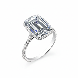 Bague de fiançailles en diamant taille émeraude certifiée en or 14 carats, prix de fabrication - Product Image 2