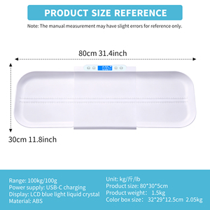 เครื่องชั่งน้ำหนักเด็กแบบชาร์จ USB C ความจุ 100 กก. จอ LCD ไฟพื้นหลังสีฟ้า แสดงอุณหภูมิ มีเสียงเพลง ถาดถอดออกได้ วัดส่วนสูง 0-75 ซม. รุ่น 637 - Product Image 2