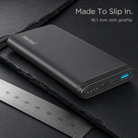 Batterie externe portable ultra-fine 10000 mAh 10,5 W max, multi-ports, avec sorties Micro USB, Type C et USB-A pour téléphone portable