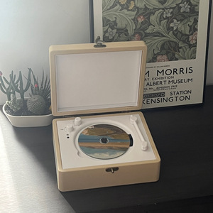 Reproductor de CD portátil retro, conexión inalámbrica, sistema de audio estéreo vintage tipo maleta, entrada USB/AUX, caja de música para decoración del hogar, regalo. - Product Image 2