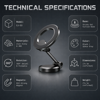 Support de téléphone magnétique pliable en alliage, fixation puissante pour bureau, mur, voiture, pare-brise, tableau de bord, support de fenêtre