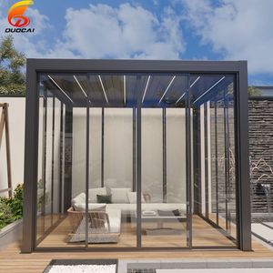 Pérgola de techo de lumbrera de aluminio para exteriores, sistema de techo de pérgola, pared de vidrio, Gazebo <span class=keywords><strong>impermeable</strong></span>, pérgola con recubrimiento en polvo, Pérgula OEM moderna - Product Image 2