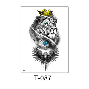 Tatuaje Temporal 3D para Adultos, Adhesivo para <span class=keywords><strong>Hombres</strong></span> y Mujeres, Diseño de León, Dragón, Calavera, <span class=keywords><strong>Cabeza</strong></span> de Lobo, Resistente al Agua, para Pecho, Brazo, Flores - Product Image 6