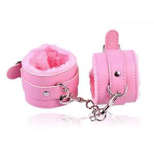 Menottes Sexuelles Sexy en Fausse <span class=keywords><strong>Fourrure</strong></span> et Cuir PU, Menottes de Contrainte pour Jeux de Désir SM, Article de Fétichisme et Bondage - Product Image 4
