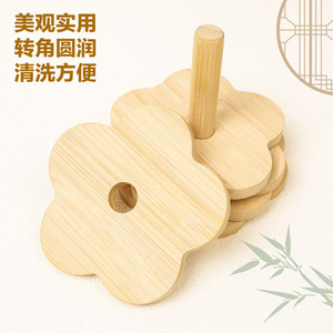 Posavasos de bambú de 11 cm con forma de flor de ciruelo, alfombrillas aislantes del calor para uso doméstico, para cuencos, ollas y platos. - Product Image 4