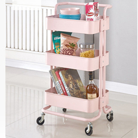 Chariot de rangement roulant 3 niveaux en acier au carbone et ABS, avec étagère à épices, idéal pour cuisine, salle de bain et bureau – Vente chaude