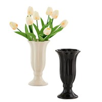 Vase en céramique chinoise de style crème de l'Est, motif pétale de lys français, pour fleurs hydroponiques, design moderne et simple, émail coloré, pour table et maison