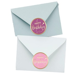 Pegatinas de regalo de cumpleaños, etiquetas decorativas redondas de papel para decoración de fiestas, estilo elegante, impresión digital, respetuoso con el medio ambiente - Product Image 2