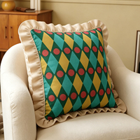 Housse de coussin en coton pur à volants géométriques Harlequin, housse de coussin imprimée, décoration moderne pour canapé, textile de maison