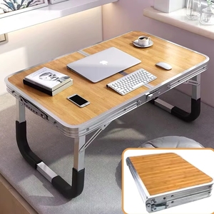 <span class=keywords><strong>Tavolo</strong></span> Pieghevole in Legno per Casa, Ufficio e Campeggio, Scrivania Portatile Regolabile per Laptop, Scaffale Laterale per Soggiorno - Product Image 1