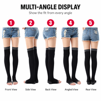 Manchons de compression pour femmes 480D, au-dessus du genou, à bout ouvert, à compression graduée, pour la circulation quotidienne, OEM personnalisé