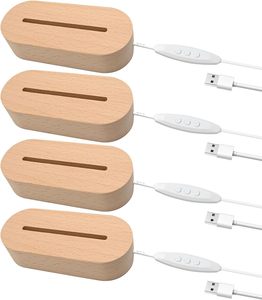 Venta al por Mayor de Lámparas LED USB de 7 Colores con Base de Madera y Resina, Luz Nocturna Acrílica 3D - Product Image 4