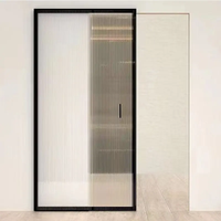 Sistem Pintu Geser Cermin Tak Terlihat Desain Modern, Penutupan Lembut, Rangka Aluminium, Pintu Geser Tunggal, Pintu Datar, Promo Panas