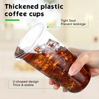 Gobelets en plastique transparent PET à paroi simple jetables de 260 ml, 300 ml, 360 ml, 400 ml, 500 ml, en forme de U, avec couvercles, logo personnalisé, gobelets à boba, gobelets à lait au thé