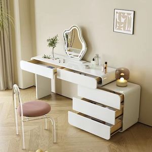 Màu Trắng góc Vanity phụ nữ nội thất phòng ngủ đa chức năng trang điểm bàn dressers với LED gương - Product Image 3