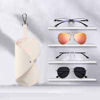 Sac de rangement pour lunettes de soleil, sac de voyage portable en similicuir PU de luxe, organiseur d'accessoires pour lunettes, pochette personnalisée avec logo