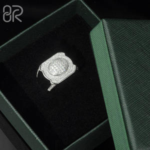 Мужское кольцо из серебра 925 пробы с муассанитом, овальной формы - Product Image 3