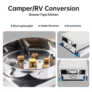 Cuisinière à gaz coulissante <span class=keywords><strong>en</strong></span> acier inoxydable pour <span class=keywords><strong>camping</strong></span>-<span class=keywords><strong>car</strong></span>, caravane, cuisine, tiroir de cuisson LPG - Product Image 6