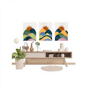 Ensemble de table en MDF de haute qualité, 3 pièces, cadre imprimé coloré naturel pour accents muraux, origine TR, 50x35cm - Product Image 1