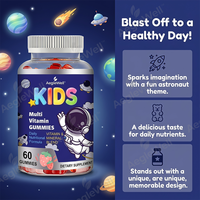 Complément Alimentaire Quotidien pour Enfants : Gommes Multivitaminées Saveur Fraise, Mélange de Vitamines et Minéraux, 60 Gommes, Marque Blanche