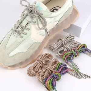 Custom Shiny Diamond Crystal Bling Rhinestones Shoelaces 80cm-160cm Colored Flat 100% Polyester 6mm Width Pair - Product Image 2