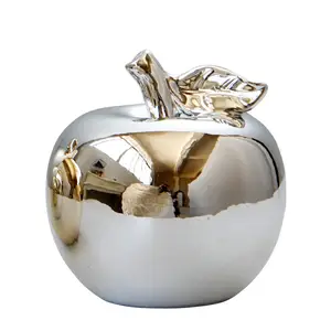 Christmas Gold and Silver Apple Decorations Modern Nordic Ceramic Artificial Apple Ornaments