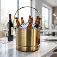 Seau à bière isotherme en acier inoxydable pour fêtes en extérieur, 1,6 L, portable avec poignée, séparateur eau-glace, robuste et facile à nettoyer