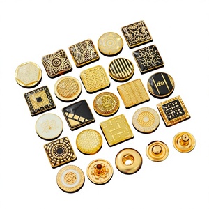 Luxury Metal Snap <b>Buttons</b> Set Square Round Embossed Pattern Nickel-Free for Shirt Thobe Clothing - Product Image 1