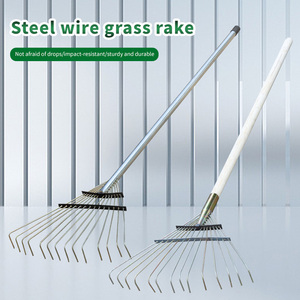 Outils de jardinage et agricoles: <span class=keywords><strong>grand</strong></span> râteau à gazon à 14 dents, <span class=keywords><strong>grand</strong></span> râteau en fer pour pelouses, râteau de nettoyage de <span class=keywords><strong>jardin</strong></span>, manche en bois - Product Image 2