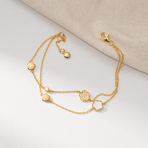 2025 Bijoux de Mode Bracelet Fleur Trèfle en Argent 925 pour Femme Plaqué Or 18K Ornement de <span class=keywords><strong>Main</strong></span> en Argent Sterling Chaîne - Product Image 3