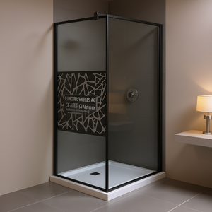 ผนังห้องอาบน้ำแบบวอล์กอิน ดีไซน์หินสีดำ ขนาด 35.4x76.8 ซม. กระจก ESG พร้อมกรอบ อุปกรณ์ตกแต่งห้องน้ำทันสมัย - Product Image 2