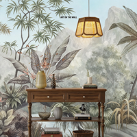 Papier peint mural personnalisé jungle tropicale, murale murale vintage feuilles de palmier montagne pour salon chambre décoration intérieure