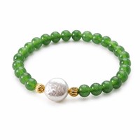 Nouveau bracelet tendance en agate verte de 6 mm, chalcédoine, perle naturelle, plaqué or, design artisanal de haute qualité, cadeau pour femmes