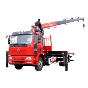 Grue à flèche rigide haute performance FAW JH6 de 8 à 10 tonnes montée sur camion avec benne de chargement pour la logistique - Product Image 1
