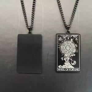 Collier pendentif <span class=keywords><strong>Tarot</strong></span> Shadowscapes, premier jeu <span class=keywords><strong>de</strong></span> cartes, les Arcanes majeurs, en acier inoxydable, bijoux personnalisés pour homme - Product Image 2