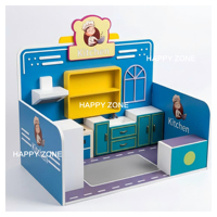 HappyZone Mini City Série Expériences Professionnelles Maison de Jeu en Bois Durable pour Enfants Supermarché Café Pompier Aire de Jeu Intérieure