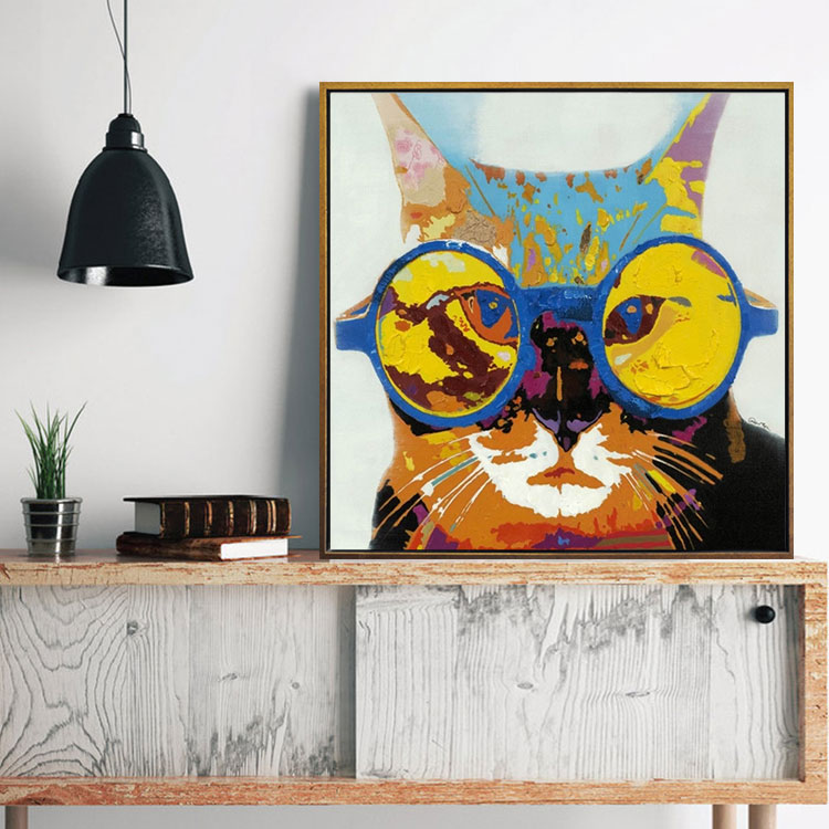 絵画。原画☆キャンバスF20【子猫たちのソファーでの幸せな瞬間に属する】 Amazon.co.jp: aksldf 動物猫床屋キャンバス絵画北欧スタイルの