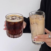Verre à whisky minimaliste en verre gaufré, style coréen, inspiré d'Instagram, pour boissons froides, jus et café, usage domestique