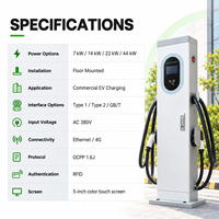 Station de recharge AC commerciale pour véhicules électriques, montage au sol, IP54, CE, TUV, CB, 22kW, 44kW, chargeur de voiture électrique, parking public, fournisseur OEM ODM