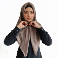 Nouveau style 90*90cm Hijab carré à pois uni en satin de polyester imitation soie de qualité supérieure, décoré de strass, réversible et durable, pour femme musulmane