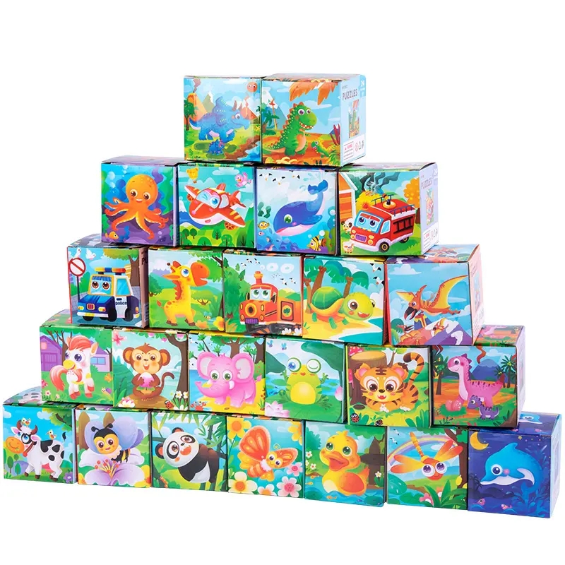 24 Stuks Montessori Klassiek Karton Hout Puzzel Kids Puzzel Speelgoed Vroege Educatieve Initiatie Baby Kind Puzzels Speelgoed Voor Jongens Meisje