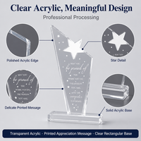 Trophée personnalisé en acrylique transparent en forme d'étoile gravé au laser, idéal pour la reconnaissance d'entreprise - Vente chaude